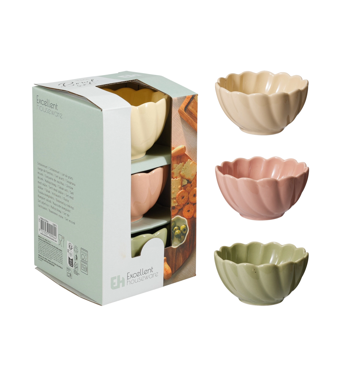 E-shop Sada keramických misiek v tvare kvetu – pastelové farby, 3 ks