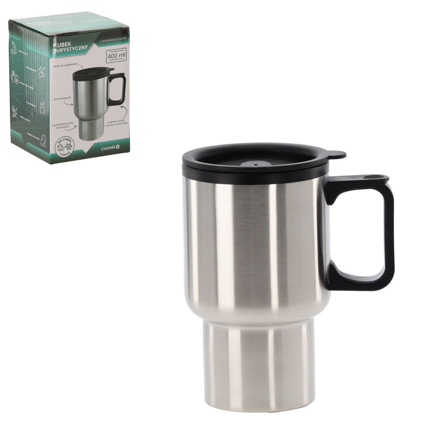 E-shop Chomik termohrnček s rukovatou 400 ml nerez