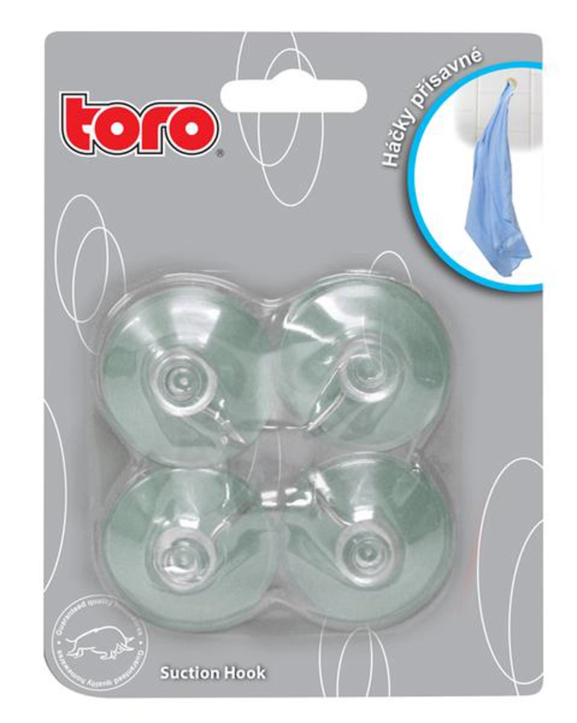 E-shop TORO 260041 Háčiky prísavné, číre, s kovovým ukončením, 4 ks