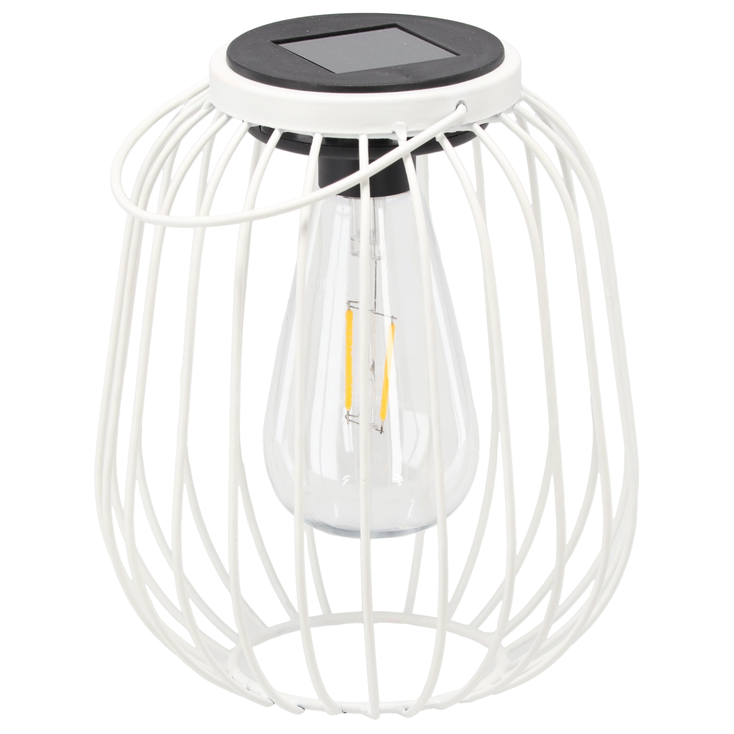 E-shop Solárny kovový lampáš biely 19 cm