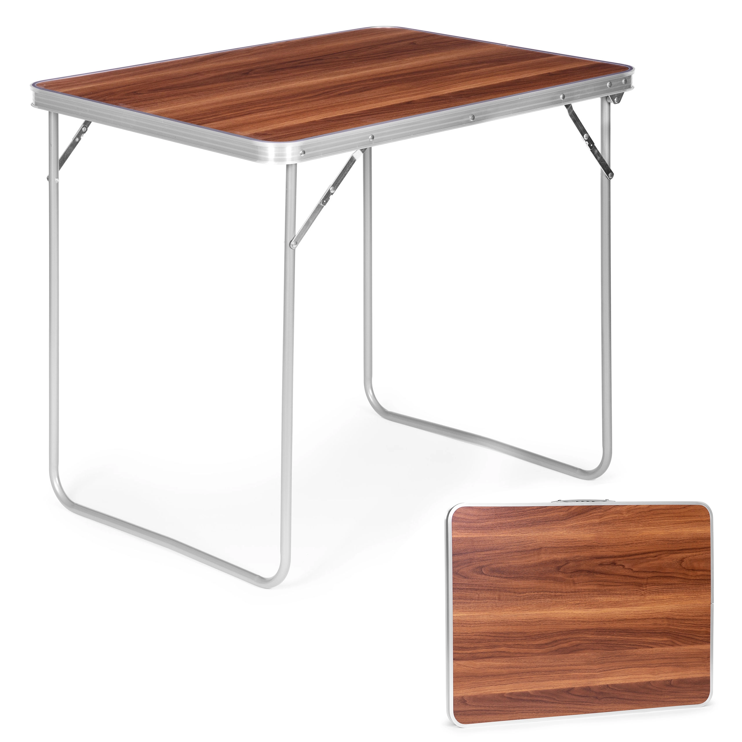 E-shop Skladací turistický stôl 80 × 60 cm drevený vzhľad