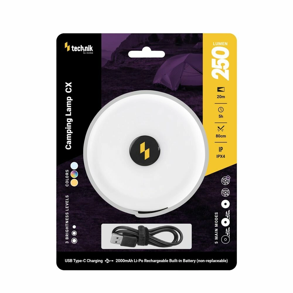 Kempingová nabíjacia lampa s XPG a 24 LED, USB‑C, 250 lm
