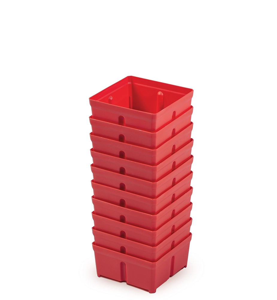 E-shop Súprava plastových boxov na náradie, červené, 10 ks (10,5 × 10,5 × 5 cm)