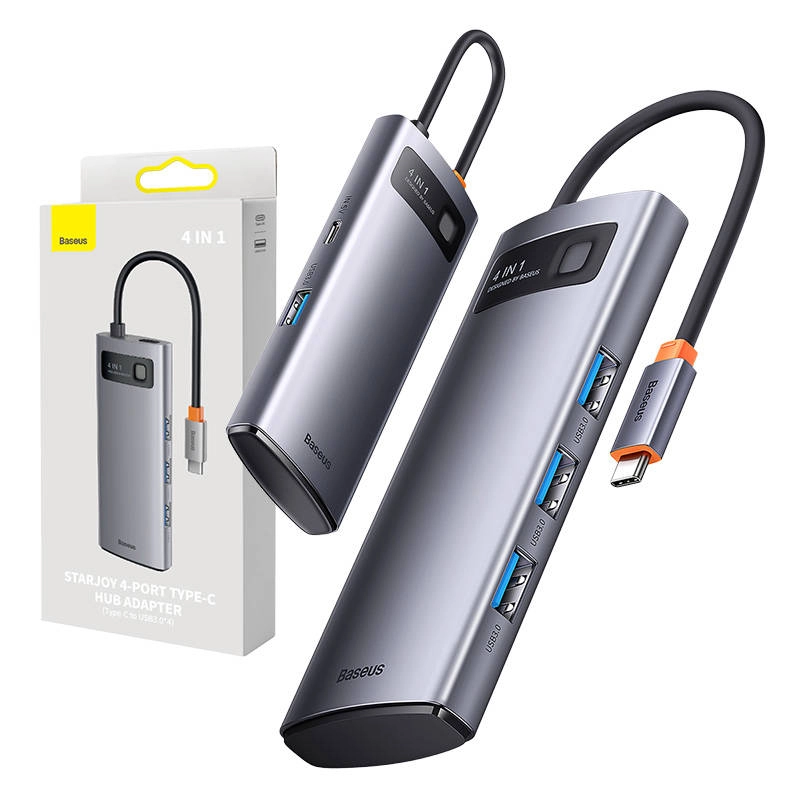USB‑C rozbočovač 4 v 1 BASEUS Metal Gleam – 4× USB 3.0