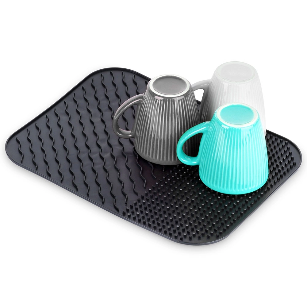 Silikónová odkvapkávacia podložka na riad čierna 34 × 26,5 cm