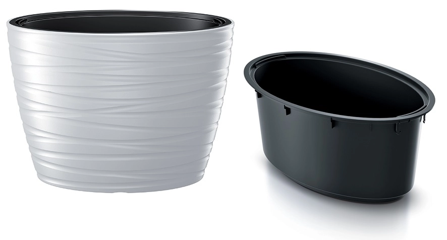 E-shop Prosperplast MAZE Kvetináč oválny s vkladom 58,5cm, bielý DBMZE600