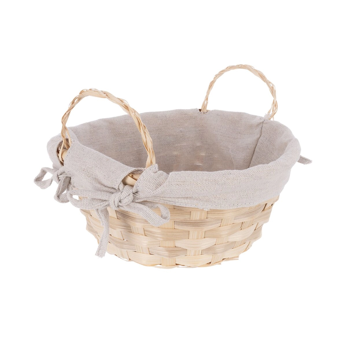 E-shop Dekoratívny košík z bambusu a bavlny 21,5 × 14 cm