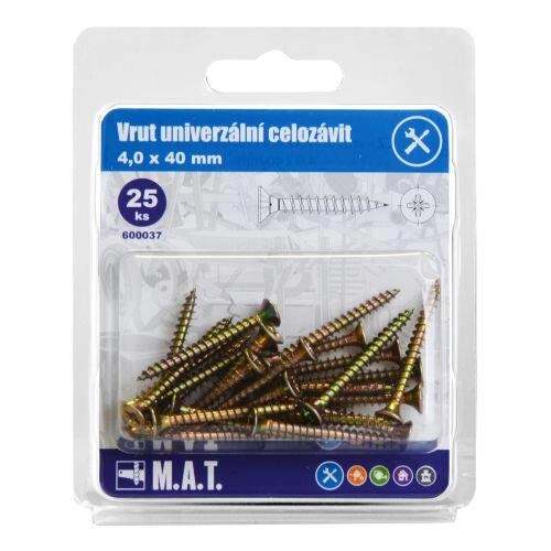 E-shop Univerzálne skrutky s plným závitom 4 × 40 mm, pozinkované, 25 ks