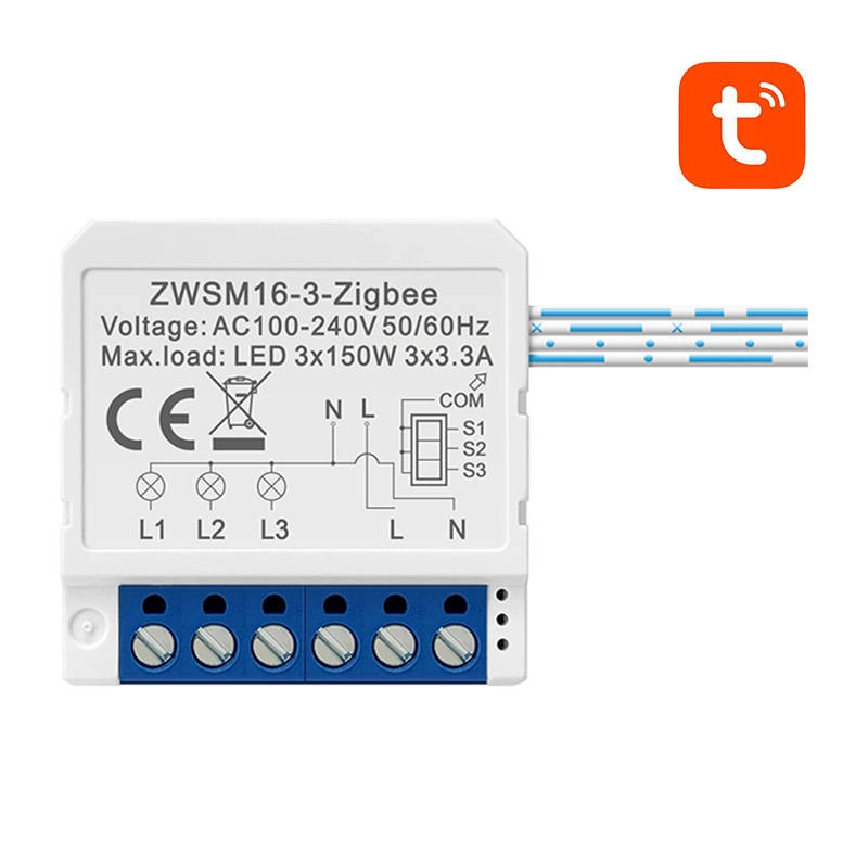 E-shop Inteligentný trojkanálový spínací modul ZigBee Avatto na osvetlenie TUYA