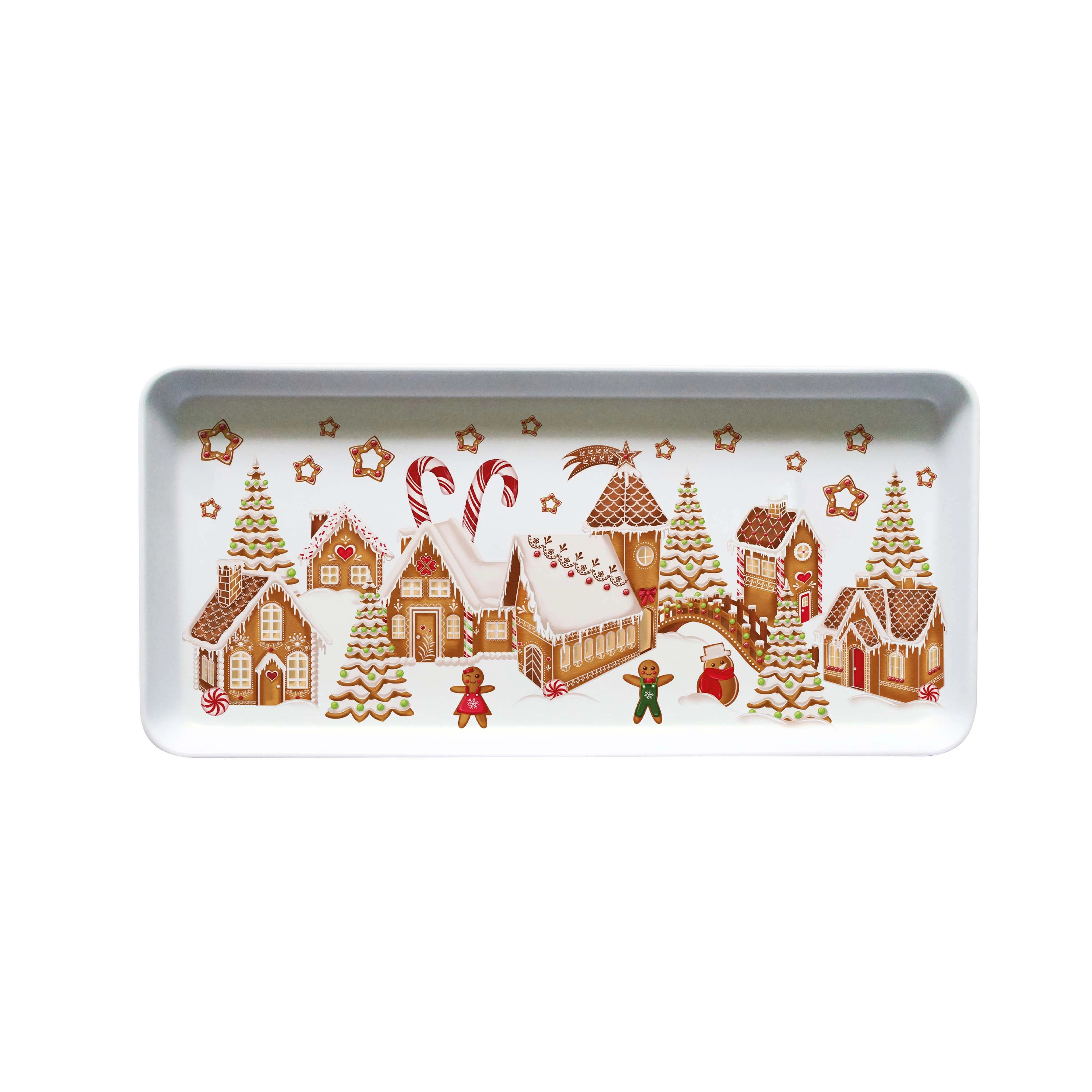 E-shop TORO Melamínový servírovací podnos 35x16,5cm perníčková dedinka