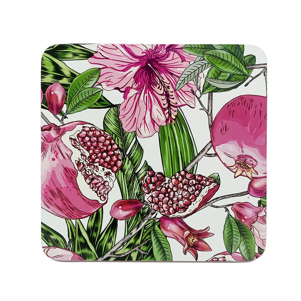 E-shop Sada 4 podtáckov Hibiskus 10 × 10 cm v darčekovej krabičke