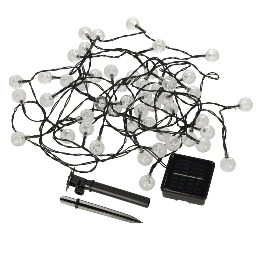 E-shop Solárne záhradné LED svetlá guľatý tvar 7m teplá biela