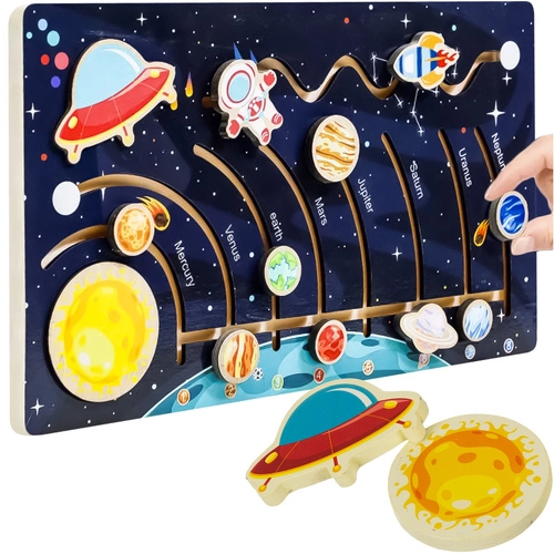 E-shop Kruzzel 26696 Drevená Montessori skladačka solárny systém