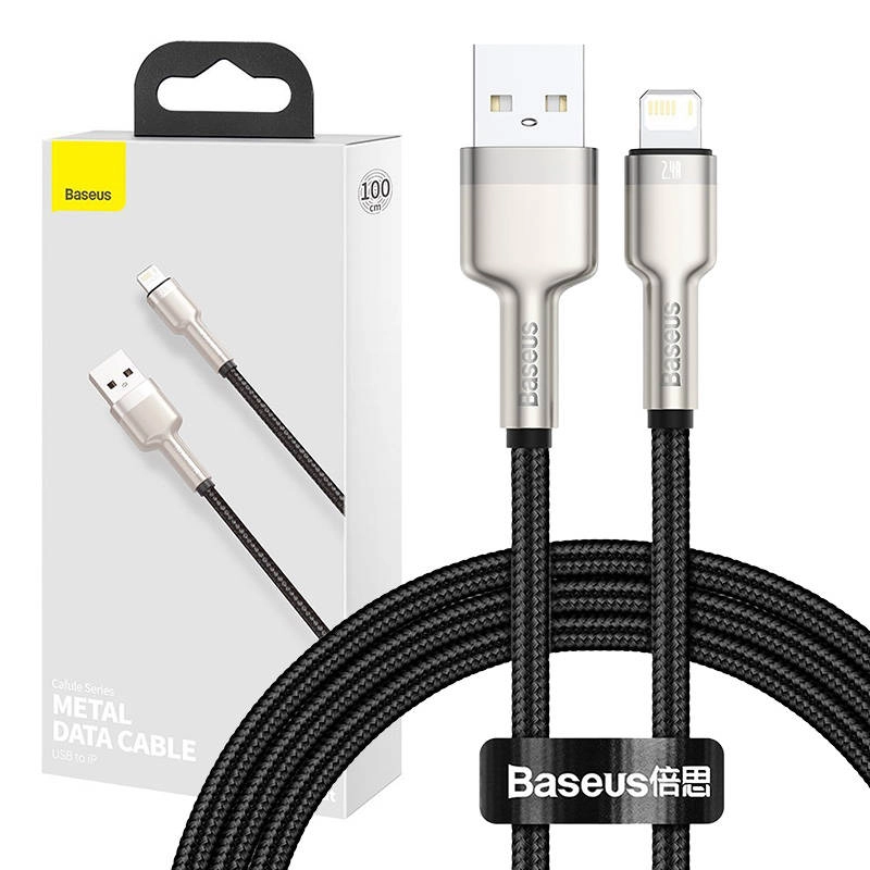 E-shop USB‑A na Lightning kábel BASEUS Cafule 1 m, 2,4 A – čierny