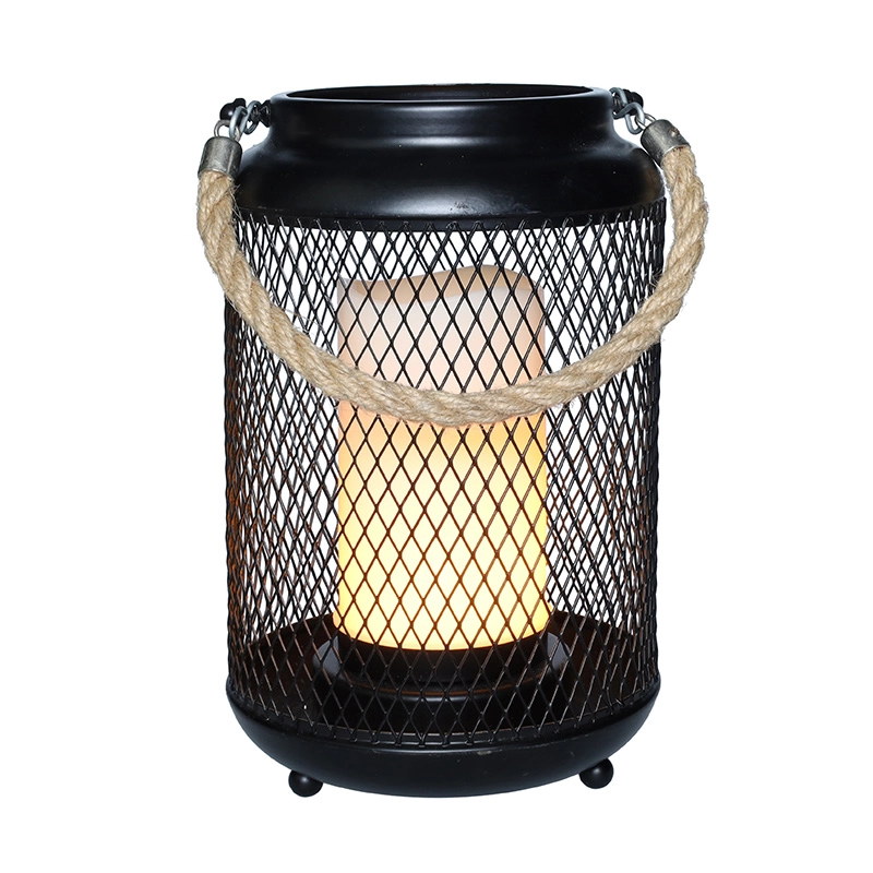 Solight kovová lucerna s LED sviečkou, teplá biela, čierna, 20 cm