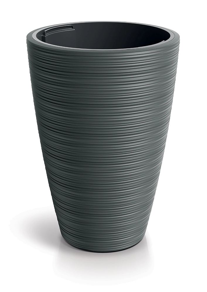 E-shop Prosperplast Plastový kvetináč Venas Round tmavosivý II, 29,9 cm