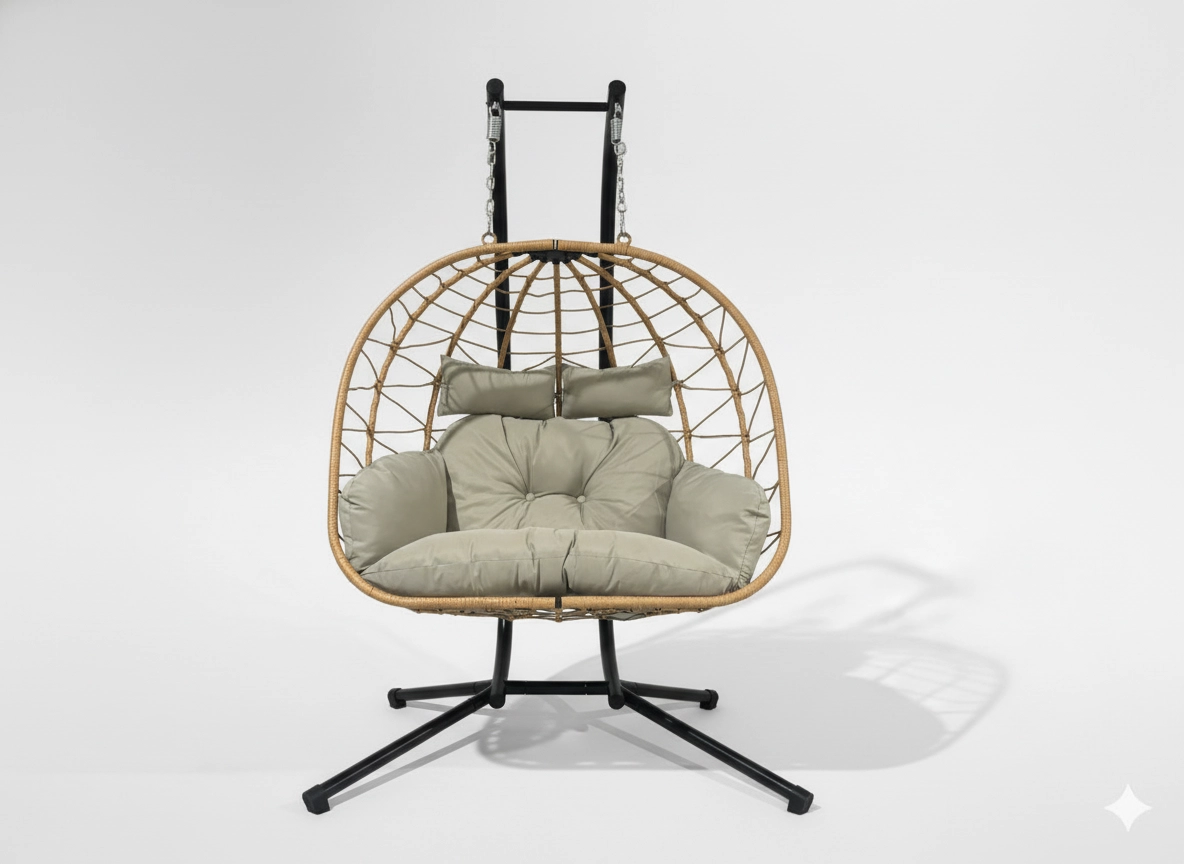 E-shop Garden Line Závěsné skládací houpací křeslo Luvo černé/šedé