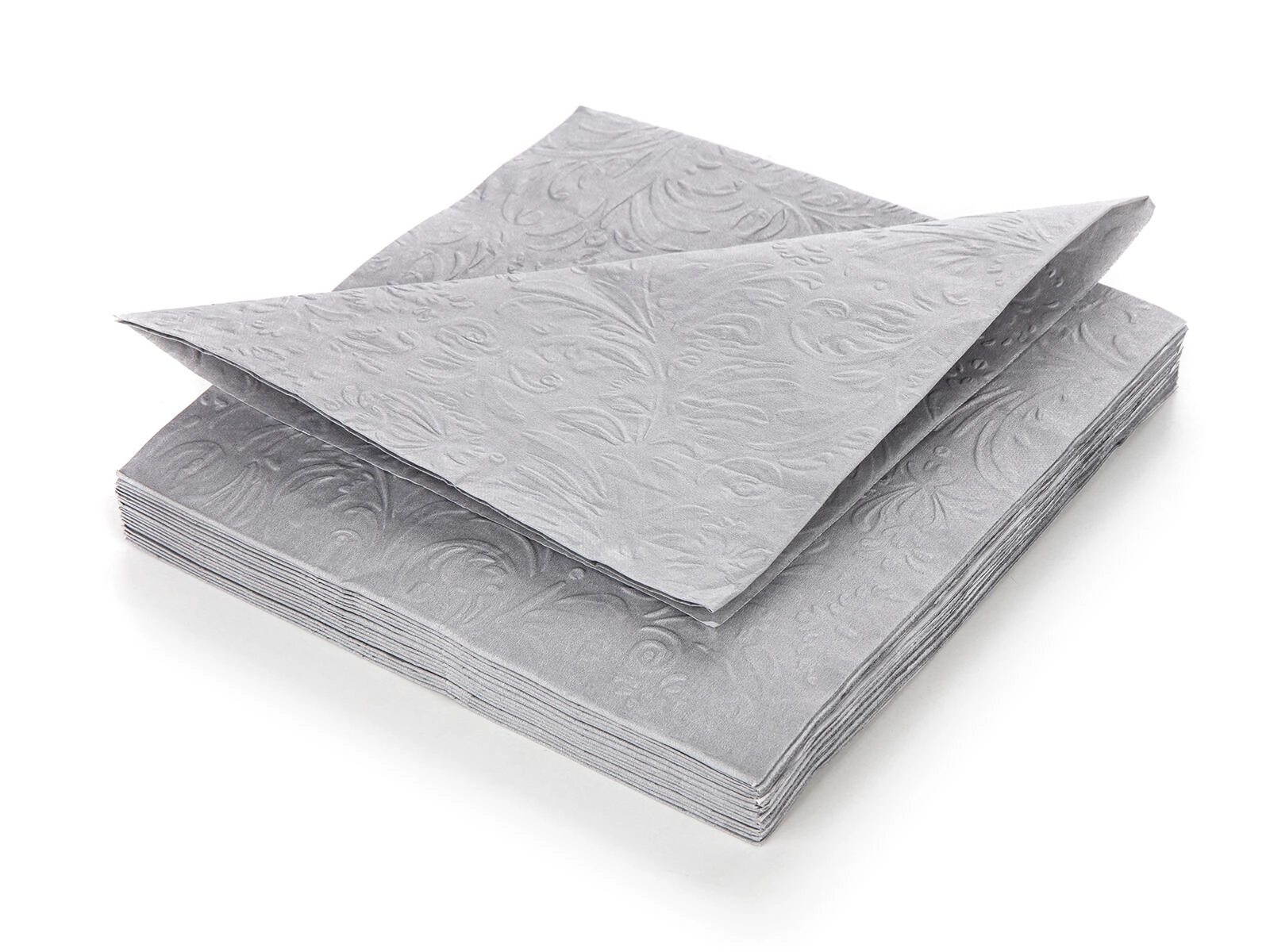 Papierové servítky 33 × 33 cm, sivé, 3-vrstvové, reliéf, 20 ks