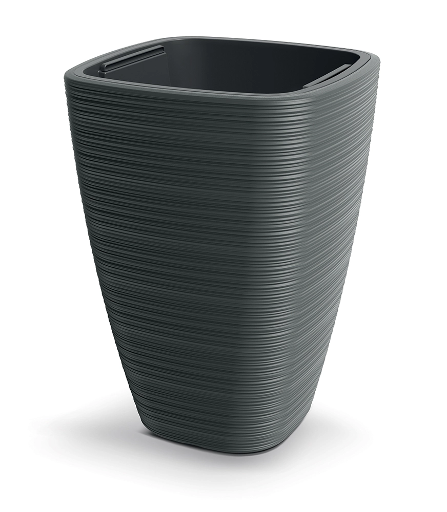 E-shop Prosperplast Plastový kvetináč Venas Square tmavosivý, 38,8 cm