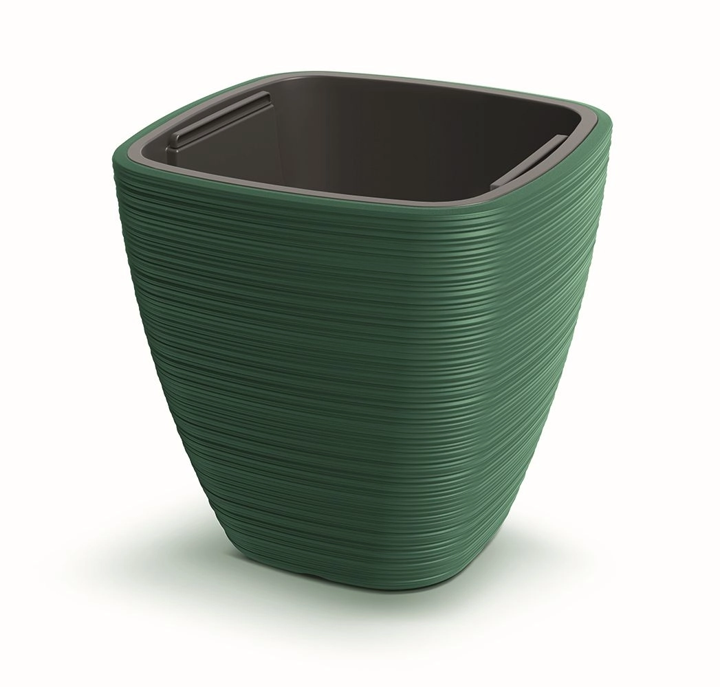 E-shop Prosperplast Plastový kvetináč Venas Square 28,9x29 cm tmavozelená
