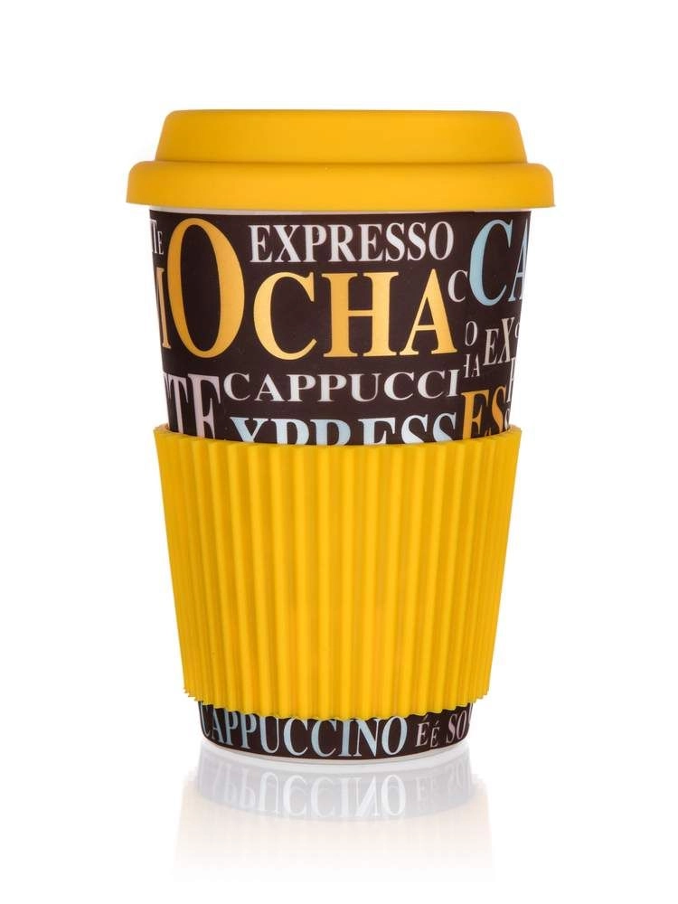 E-shop Keramickf hrnček so silikónovým vekom Go, 400 ml, Coffee