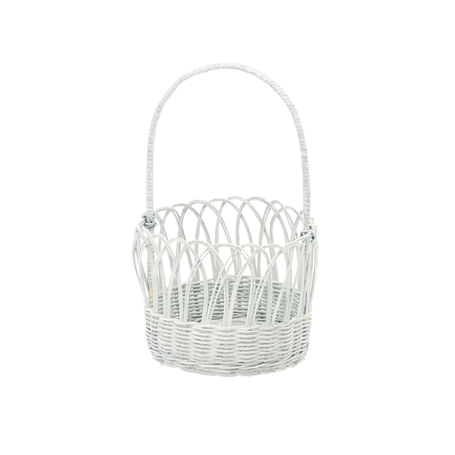 E-shop Ratanový košík s rukoväťou modrošedý s bieleným efektom 20 × 16/35 cm