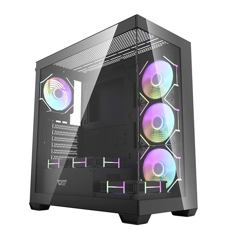 E-shop Počítačová skriňa Darkflash DS900, čierna, so 7 ARGB ventilátormi