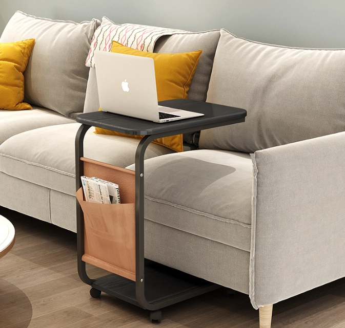 Mobilný konferenčný/odkladací stolík k sedačke na kolieskach – čierny