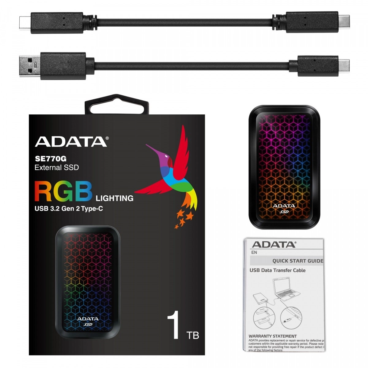 Adata externý SSD disk SE770 1TB s USB 3.2 a RGB podsvietením