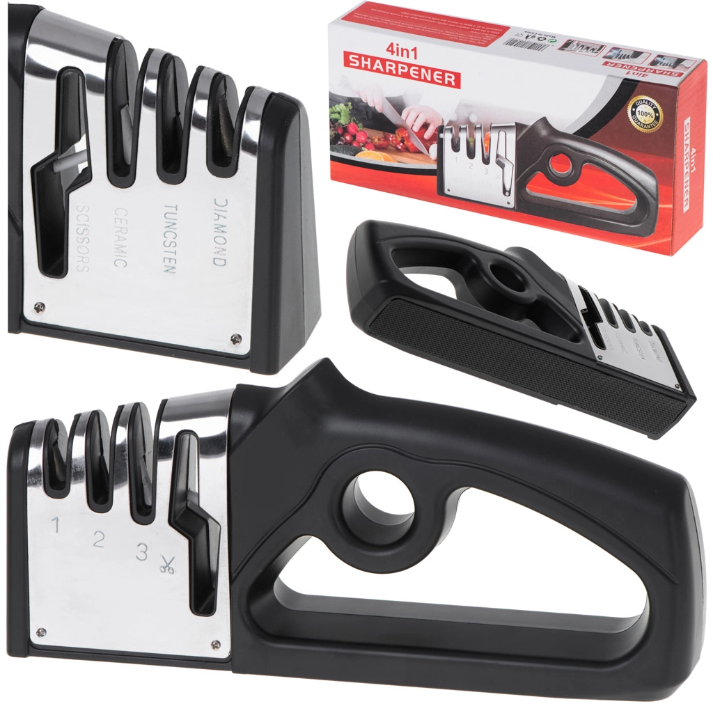 E-shop KIK KX5092 Brúsok na nože a nožnice 4 v 1 čierny