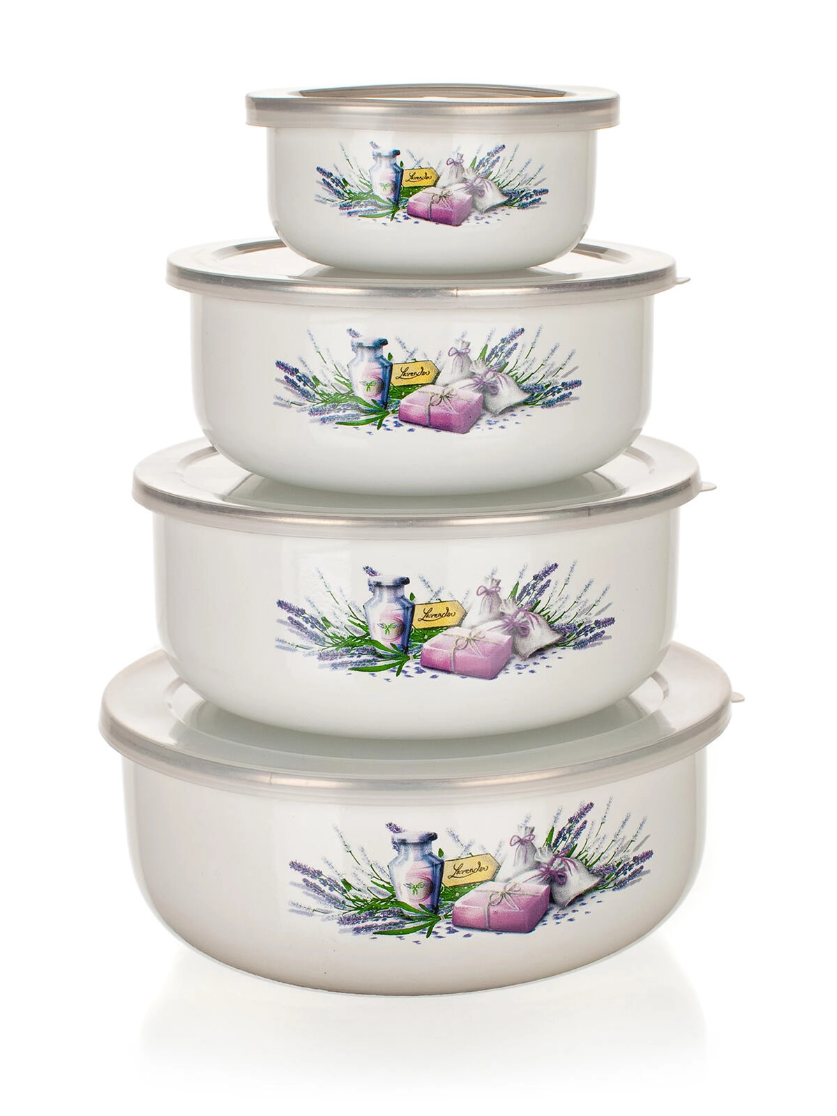 E-shop Banquet 8-dílná sada smaltovaných misiek Lavender 10 x 4,7 cm 14 x 6,1 cm 16 x 6,8 cm 18 x 7,5 cm