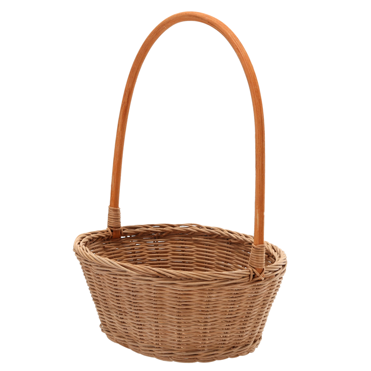 E-shop Ratanový košík s uškom, prírodný, 27 × 20 × 11/36 cm