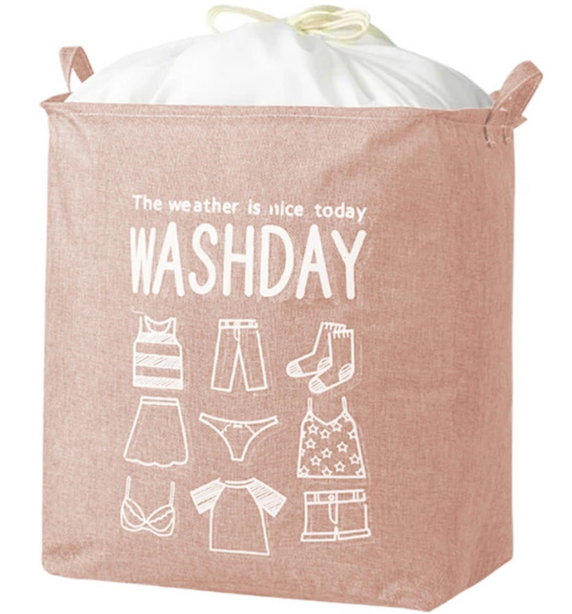 Ružový skladací kôš na prádlo