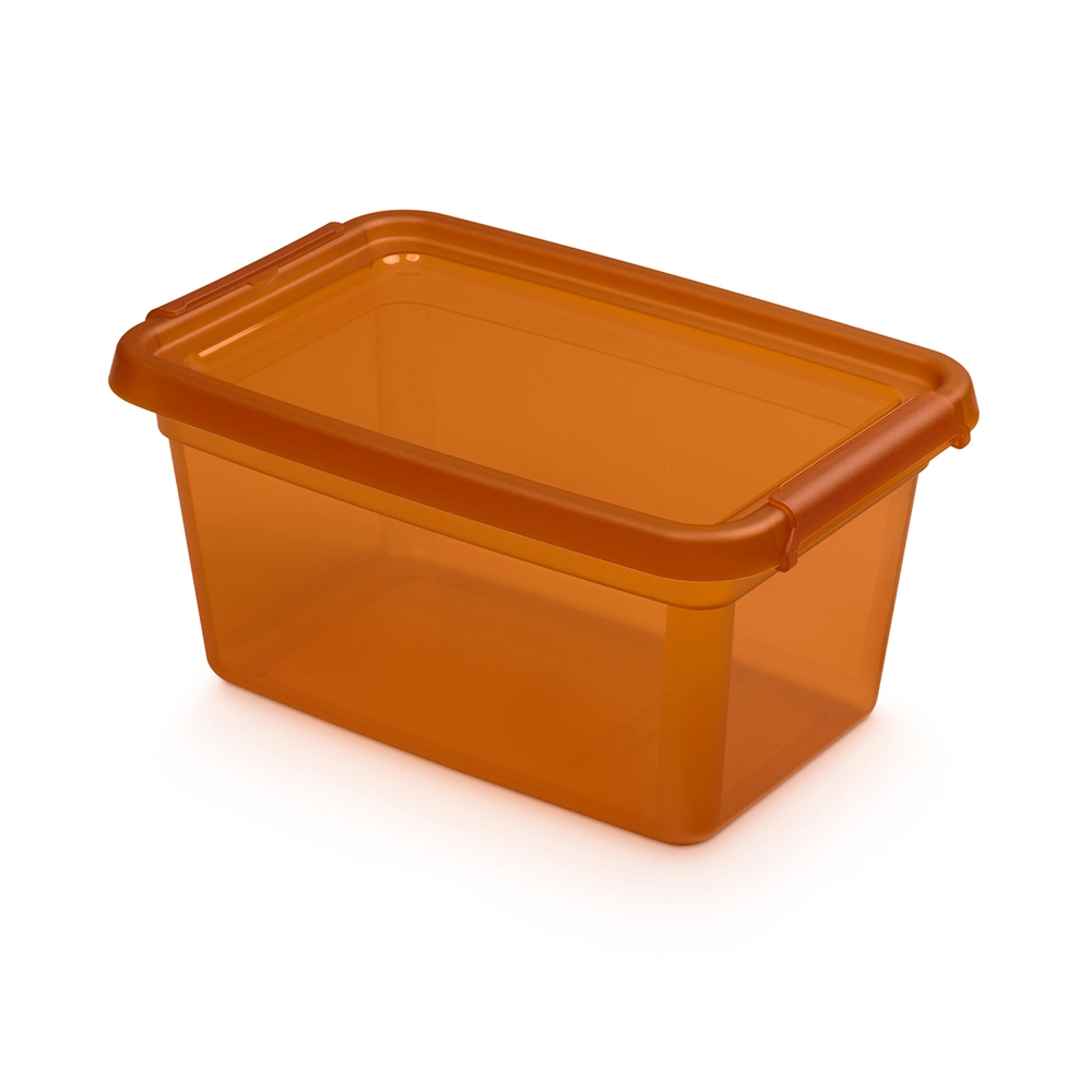 E-shop Basestore úložná dóza s vekom a klipsami 4,5 l amber