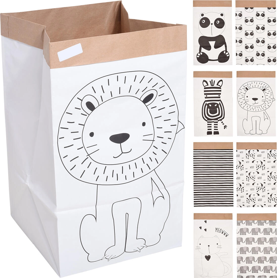 Detské úložné koše Zvieratká – sada 2 ks, papierové, mix dekorov