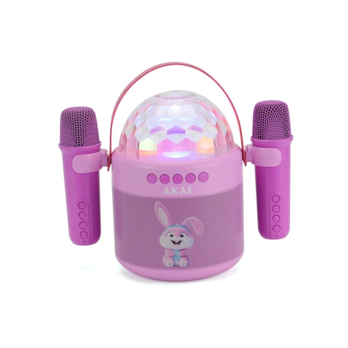 AKAI JoyBox Kids detský karaoke set s reproduktorom, 2 bezdrôtovými mikrofónmi a RGB LED