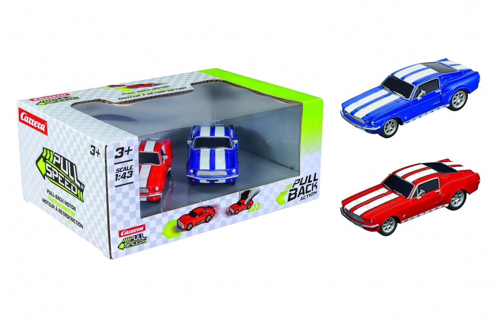 Dvojbalenie vytahovacích áut CARRERA Pull & Speed FORD Mustang ’67