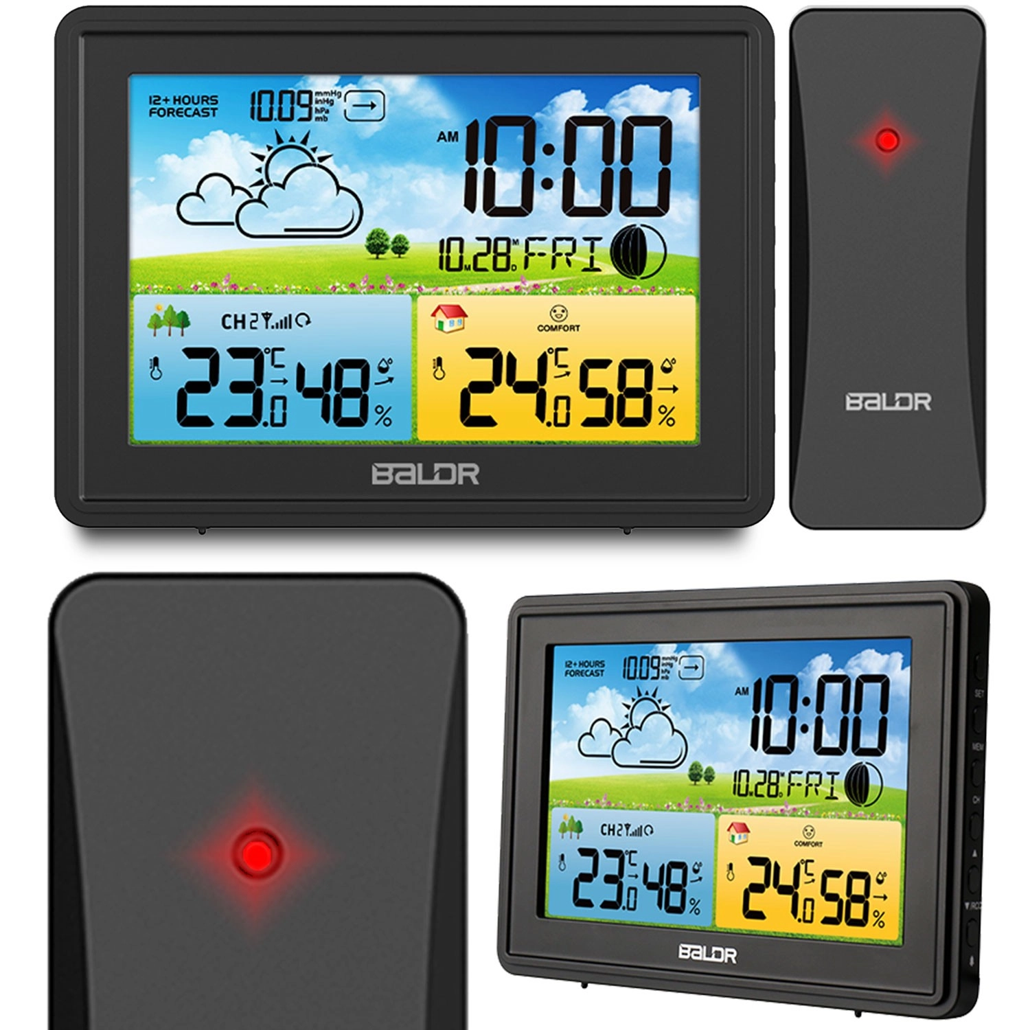 E-shop Digitálna meteorologická stanica s farebným displejom a DCF77, čierna