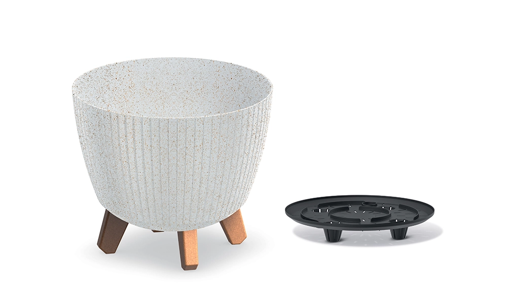 E-shop Prosperplast Květináč LAMIAL ECO WOOD bílý, 23,2 cm