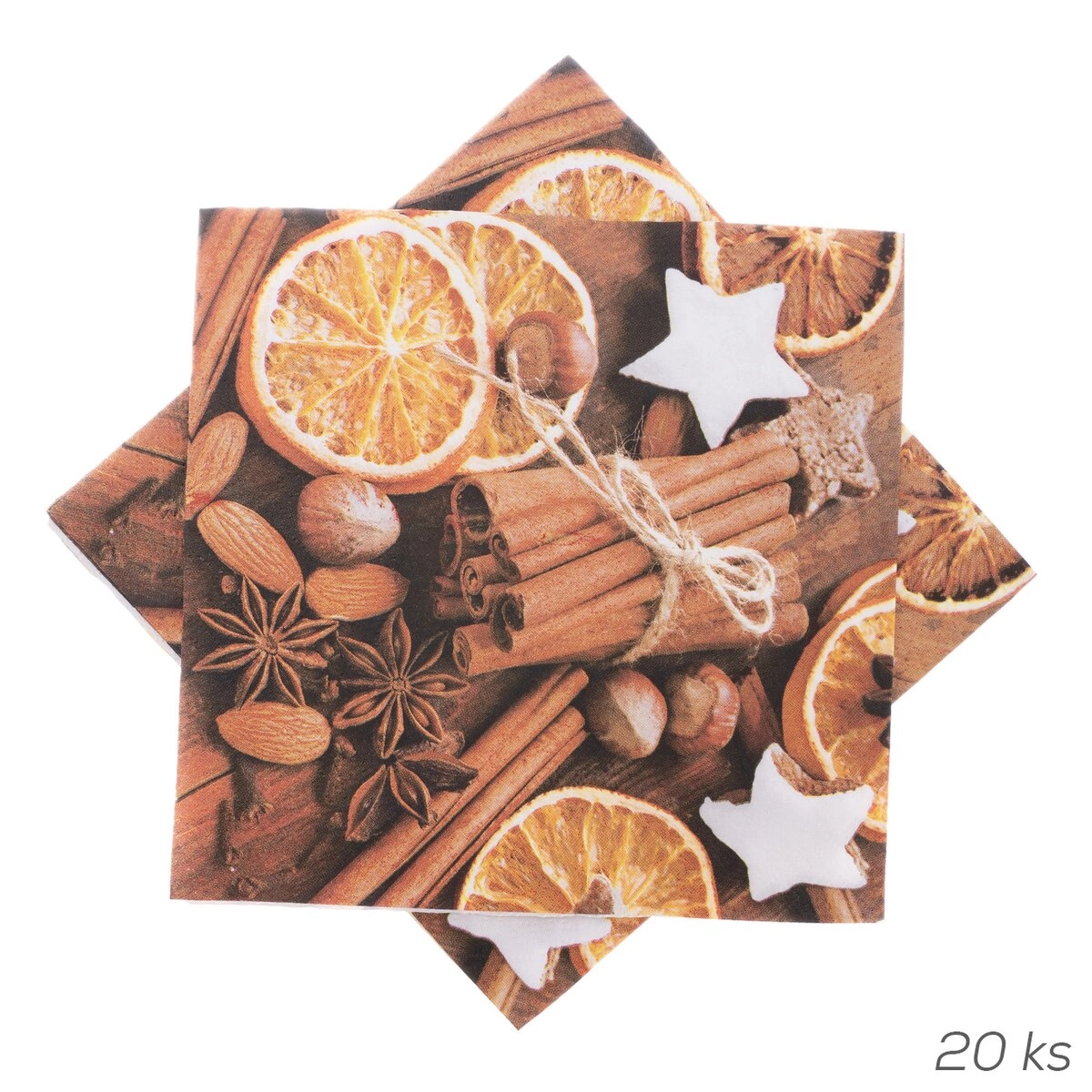 E-shop Papierové obrúsky s motívom škorice 33 × 33 cm, 20 ks