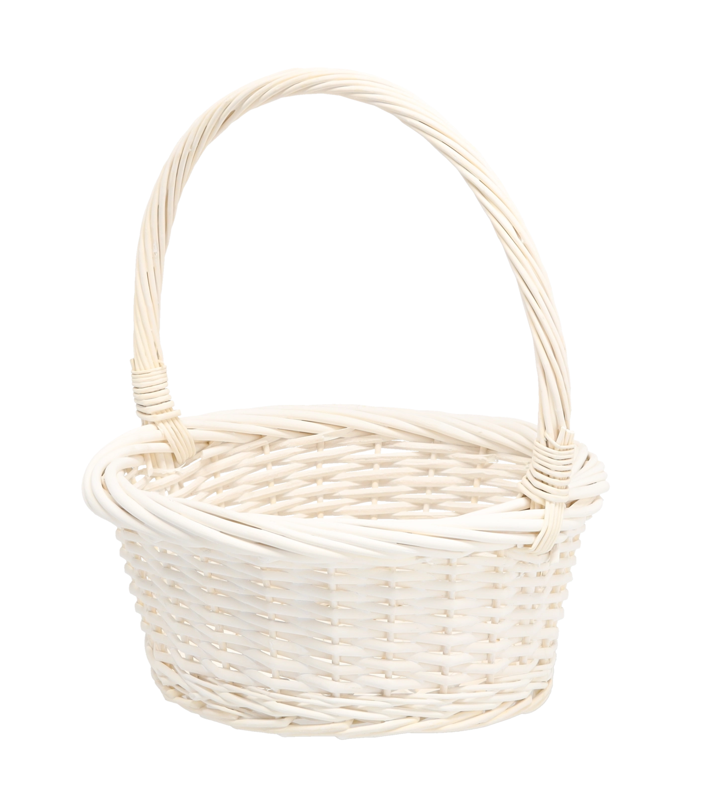 E-shop Biely ratanový kôš s rukoväťou 32 × 32 × 14/36 cm