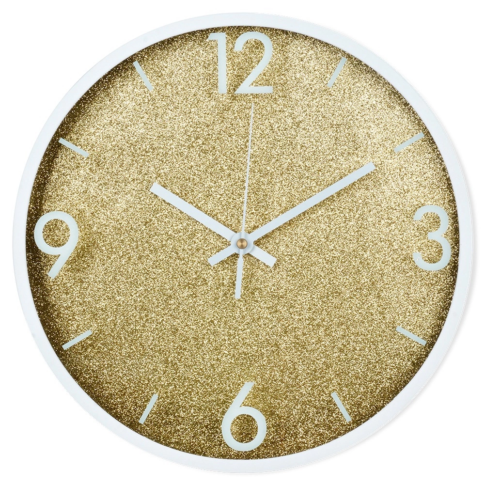 E-shop Nástenné hodiny zlaté a biele 29,5 cm