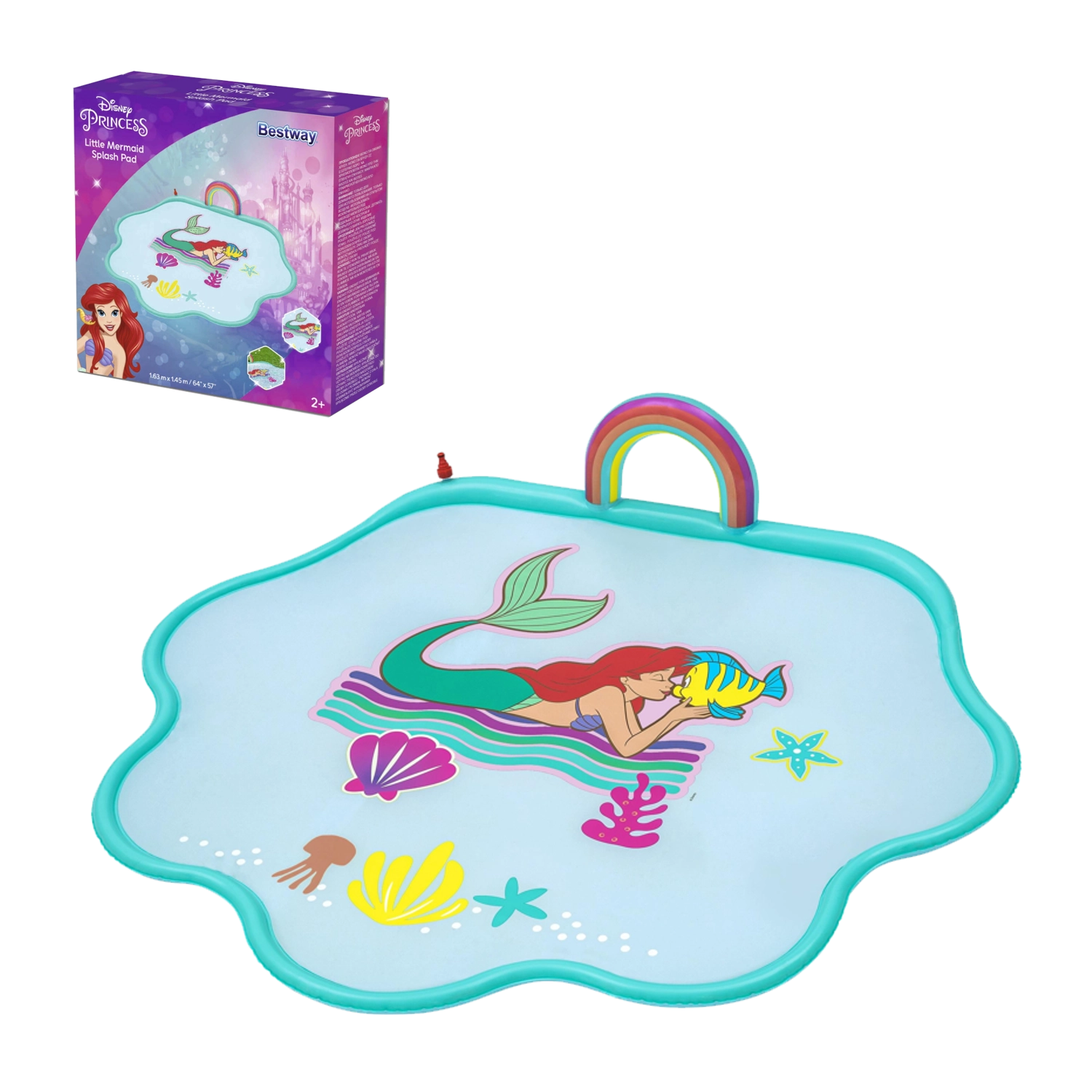 E-shop Nafukovacia vodná hracia podložka s fontánkou DISNEY MALÁ MORSKÁ PANNA 163 × 145 cm