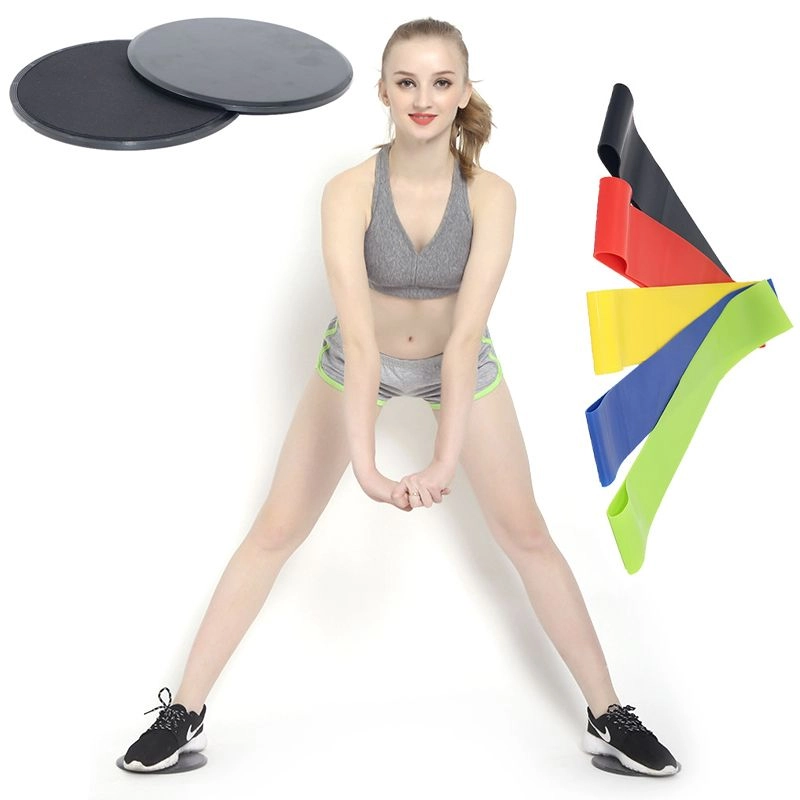 E-shop Kĺzacie kotúče + 5 ks cvičebných gúm - čierne