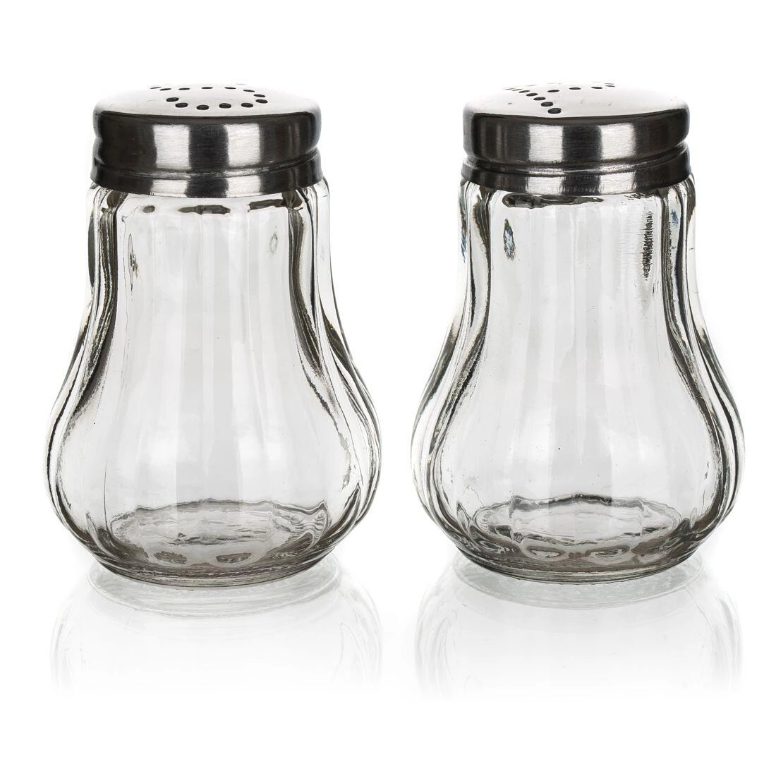 Soľnička a korenička MONO 40 ml sklo/nerez – okrúhla sada