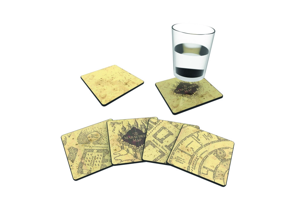 E-shop Harry Potter: Set podtácků - Pobertův plánek 4 ks (Marauders Map)