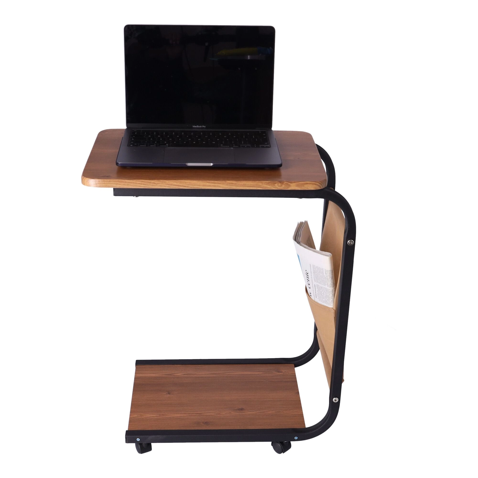 Pojazdný konferenčný stolík / Bočný konferenčný stolík na kolieskach - tmavá farba