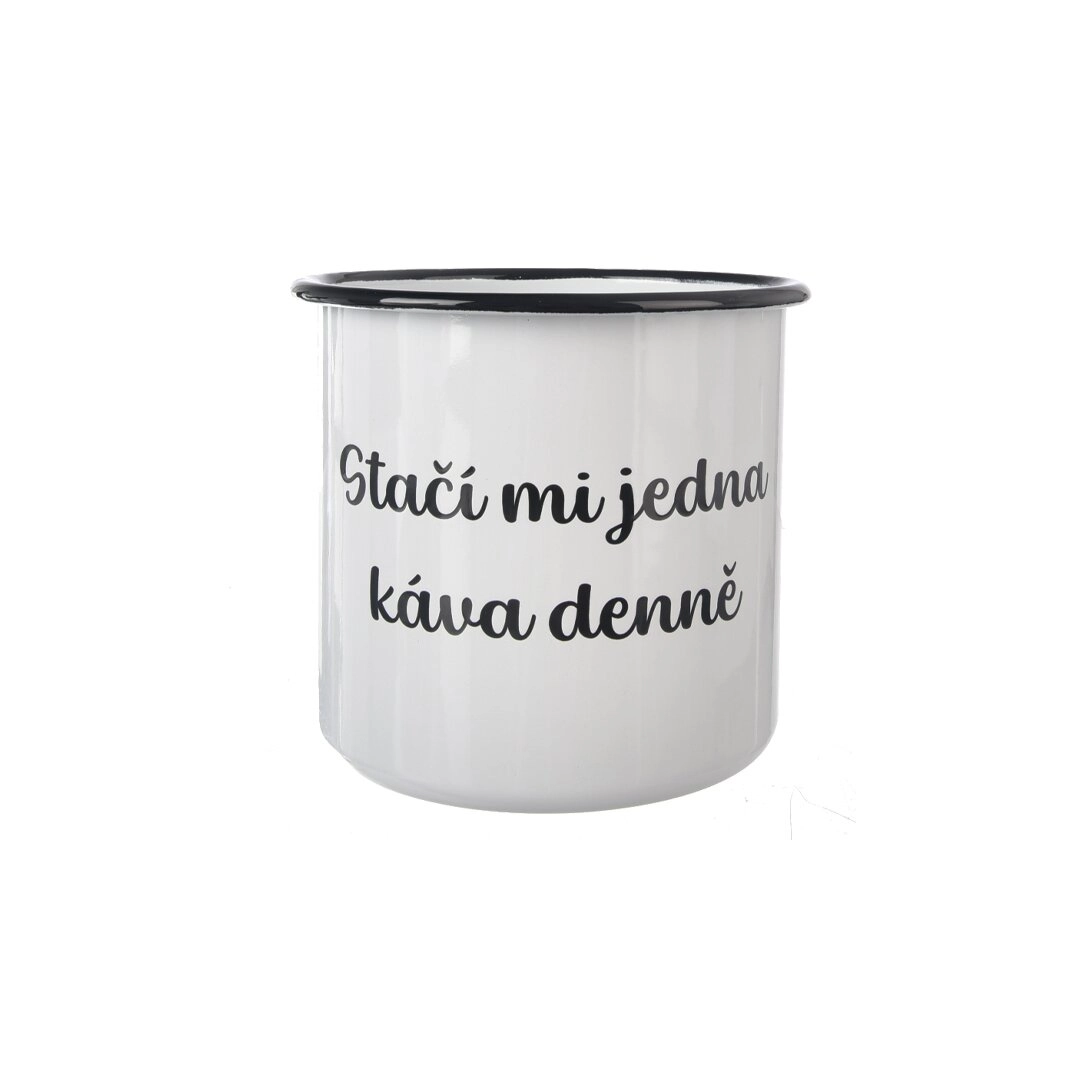E-shop Smaltovaný hrnček Jedna káva 1 l biely