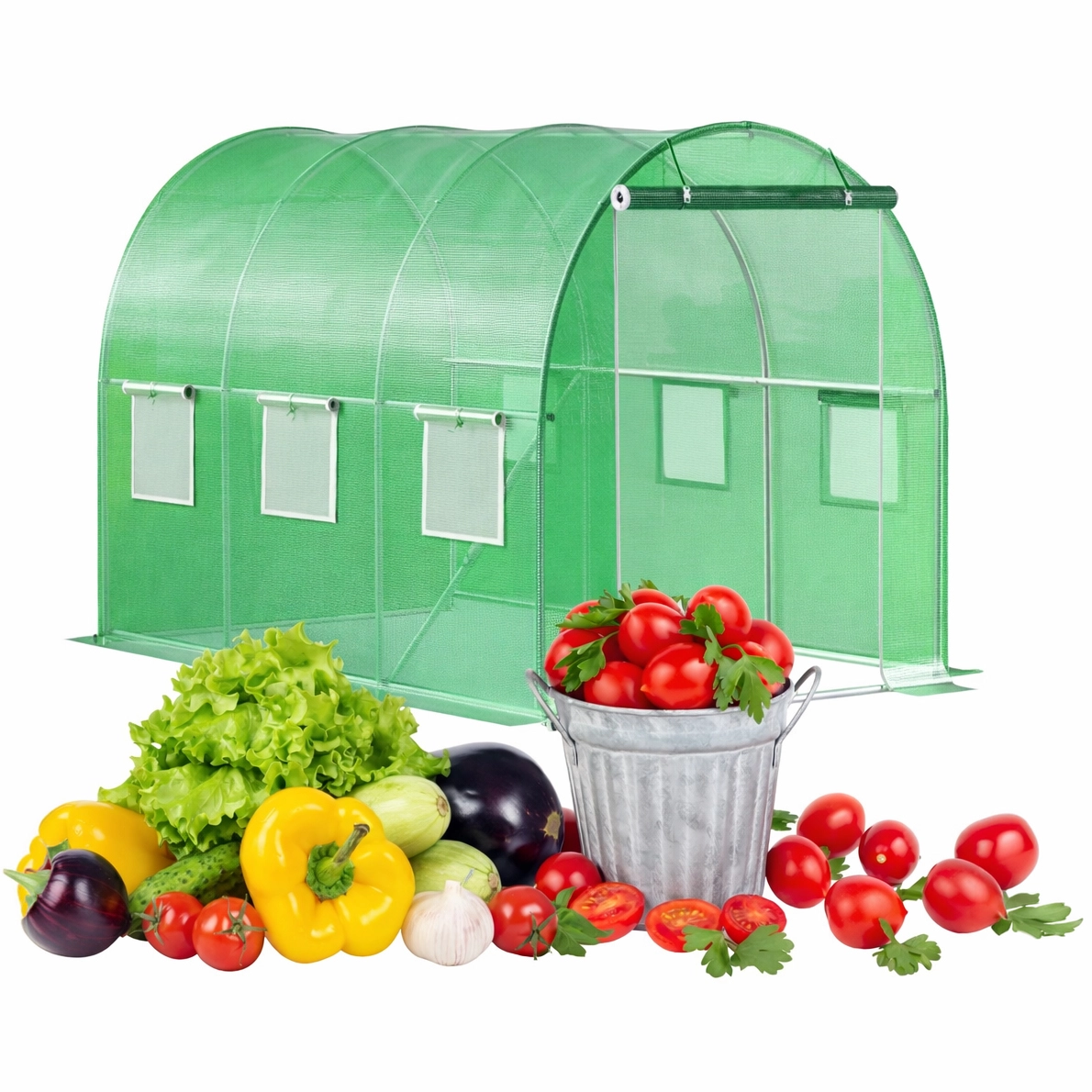 Bauerkraft Fóliový skleník 3x2x2 m 6 m² kovový rám UV fólia zelený