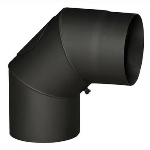 E-shop Dymové koleno s čistiacim otvorom 150 mm, 90°, hrúbka 1,5 mm, čierne